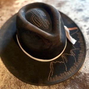 Black felt custom burnt hat